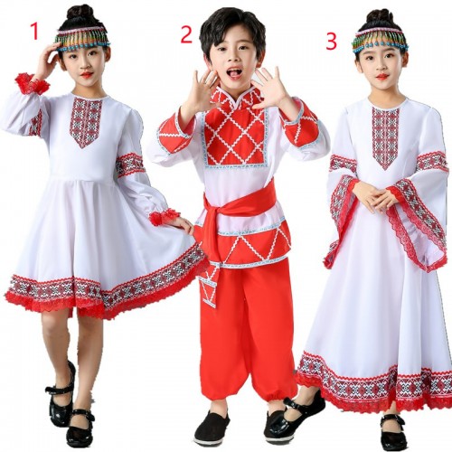 Children Russian dance dresses national European palace performance costumes girls princess dance skirt  boys Ukrainian style clothes
